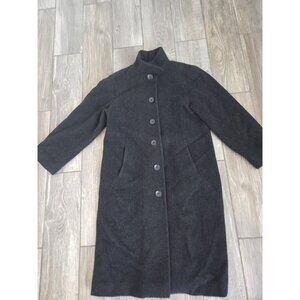 Talbots Petite 4 Dark Gray Wool/ Cashmere Blend Hi-neck Midi Peacoat